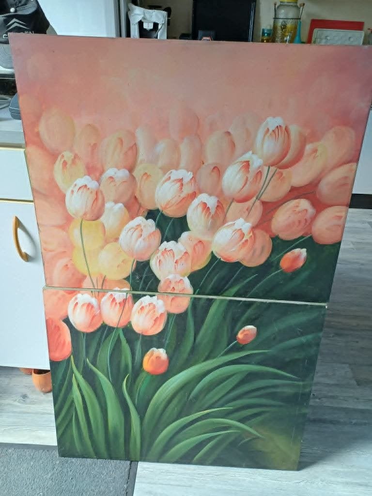 Peinture sur toile double, Antiquités & Art, Enlèvement, Classique, Fleurs, Toile