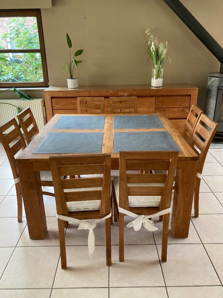 Salle à manger avec table, 8 chaises, buffet, meuble bar,..., Maison & Meubles, Salles à manger complètes, Comme neuf, 8 chaises ou plus