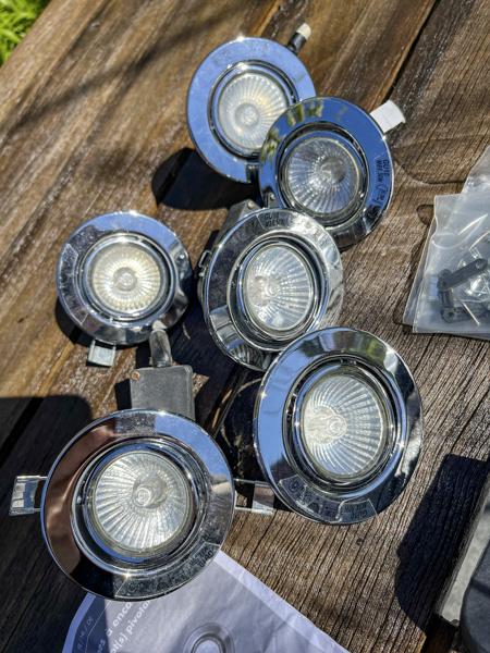 Inbouwspots, zilverkleur, 6 stuks, halogeen met transfo, Ophalen of Verzenden, Gebruikt, Overige typen