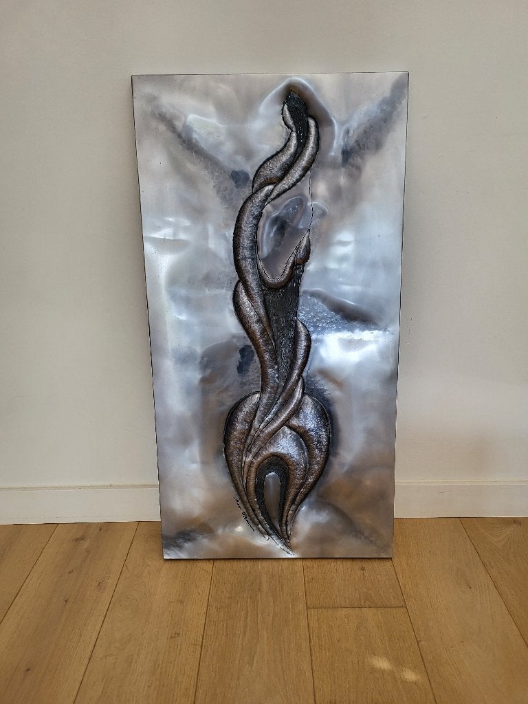 Marc D'Haenens — Sculpture murale en métal, Belgique,, Antiquités & Art, Art | Objets design, Métal, Signé, Enlèvement