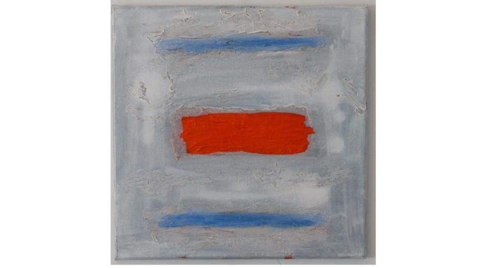 Abstract schilderij "Blauw Oranje", Antiek en Kunst, Ophalen