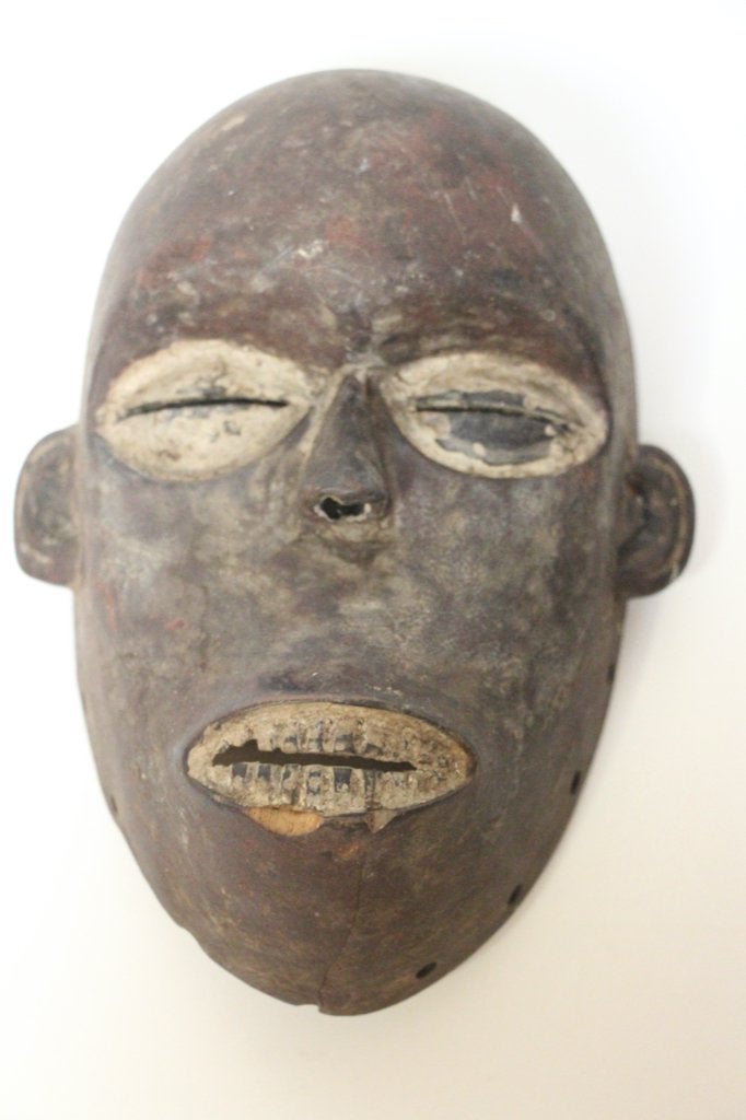 Antiek Afrikaans Tribale Lega maskers, Hout, 22 cm, Bruin, Afrika