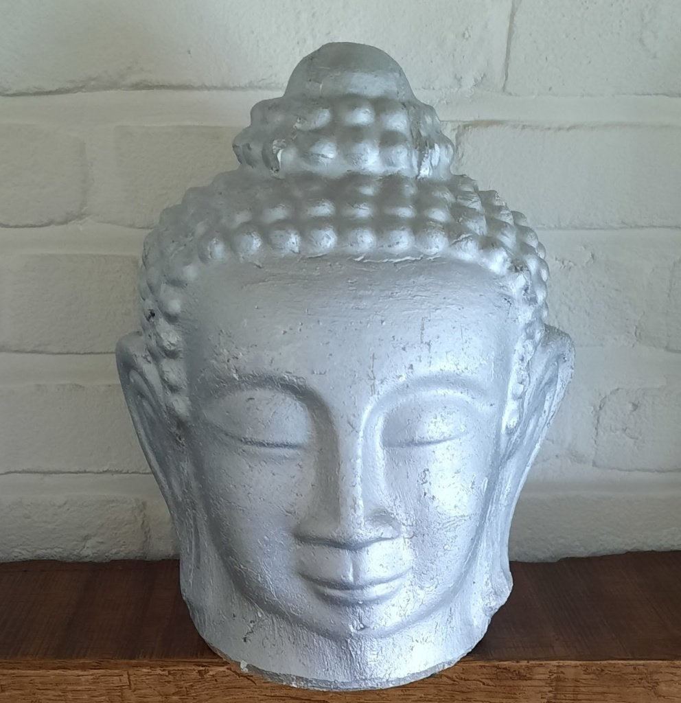 Boeddha-hoofden,in Steen,Buddha voor in&out J-line, Steen/keramiek, Nieuw, Grijs, Ophalen of Verzenden