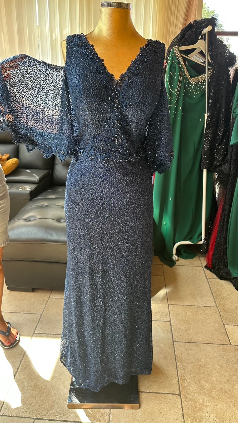 Belle robe de soirée bleu foncé, Enlèvement, Comme neuf, Bleu