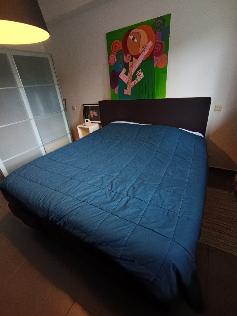 Swiss Sence boxspring 180*200 met hardboard en topper, Gris, Enlèvement, Utilisé, 180 cm