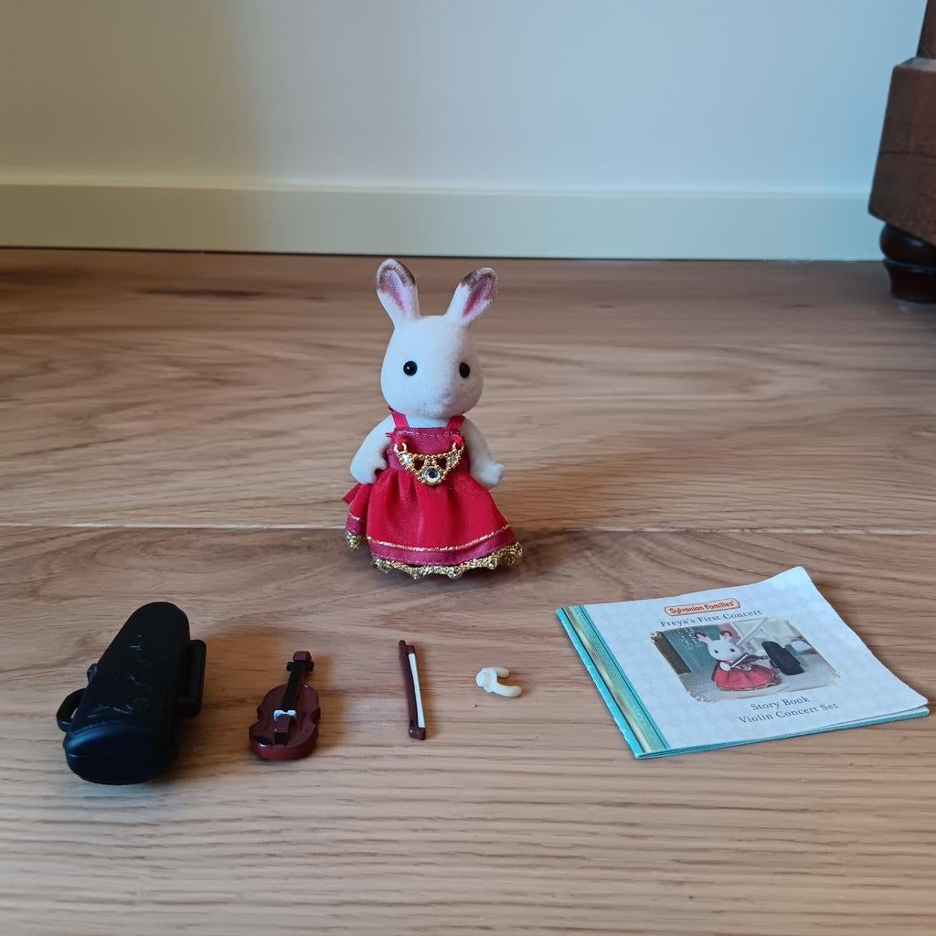 Sylvanian- fille lapin chocolat violoniste (6009)