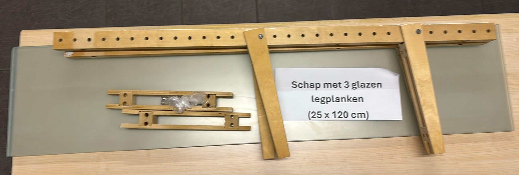 Wandplank met 3 legplanken mat glas, Ophalen, Gebruikt