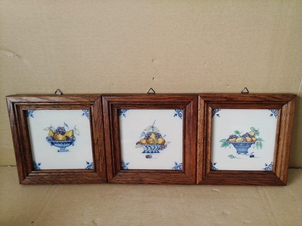 Vintage tegel Tichelaar Makkum met fruitmand 19euro per stuk, Ophalen of Verzenden