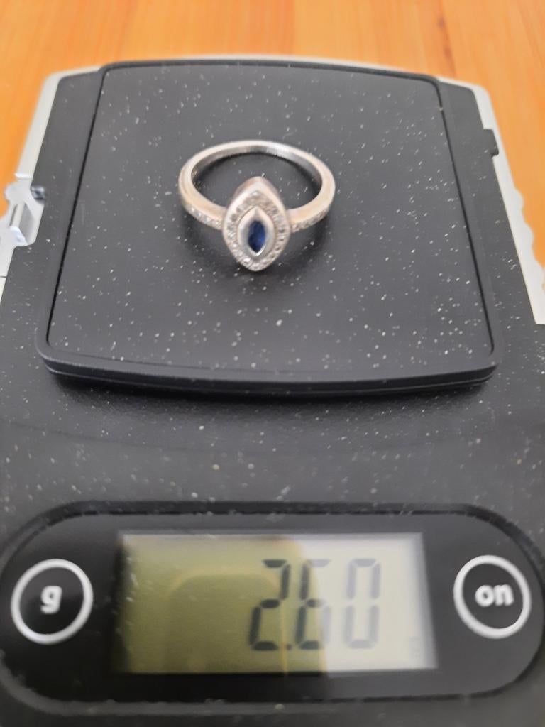 Bague argent et saphir 51/52, Argent, Argent