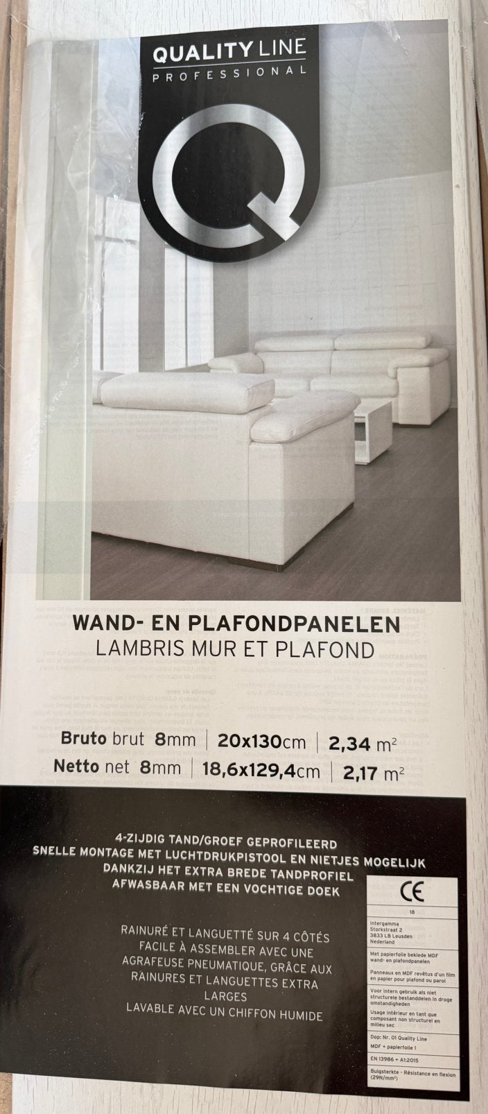Wand- en plafondpaneel Quality Line MDF Bellagio, Bricolage & Construction, Plaques & Panneaux, Enlèvement, Neuf