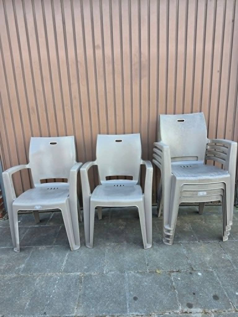 6 Chaises de jardin, Tuin en Terras, Tuinstoelen, Ophalen, Gebruikt, Plastic, Stapelbaar