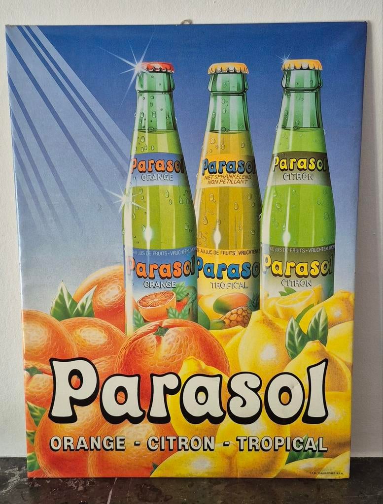 Reclamebordje parasol limonade 1987., Verzamelen, Ophalen of Verzenden, Gebruikt, Reclamebord
