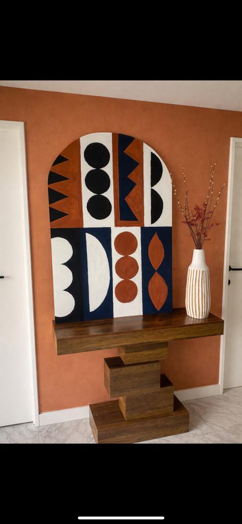 Schilderij handgeschilderd, Tuin en Terras, Ophalen, Zo goed als nieuw