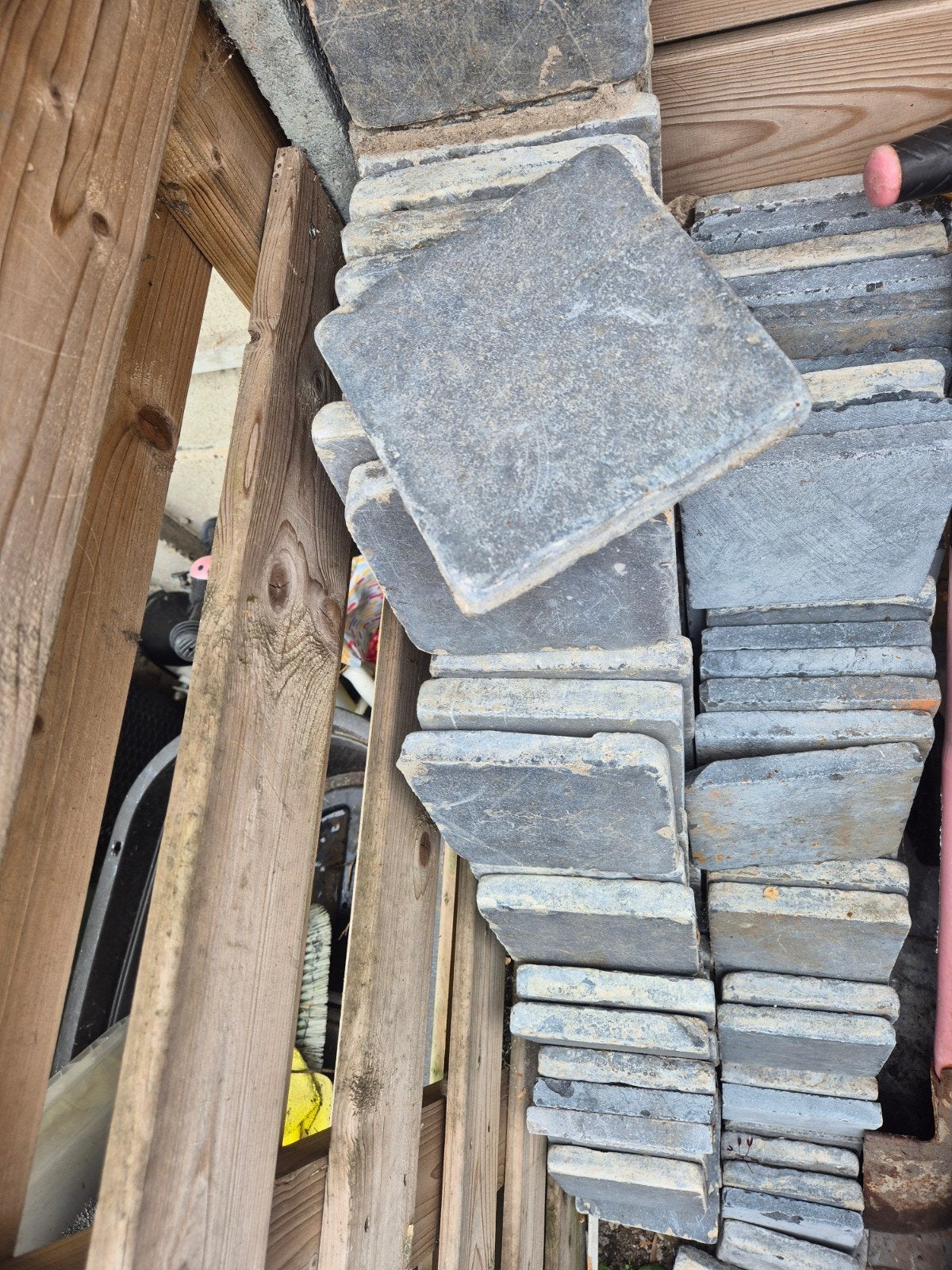 Blauwe hardsteen getrommeld 15x15, Tuin en Terras, Ophalen