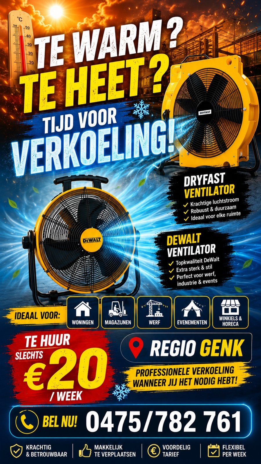 Ventilatoren te huur,        verkoeling, luchtcirculatie,, Enlèvement