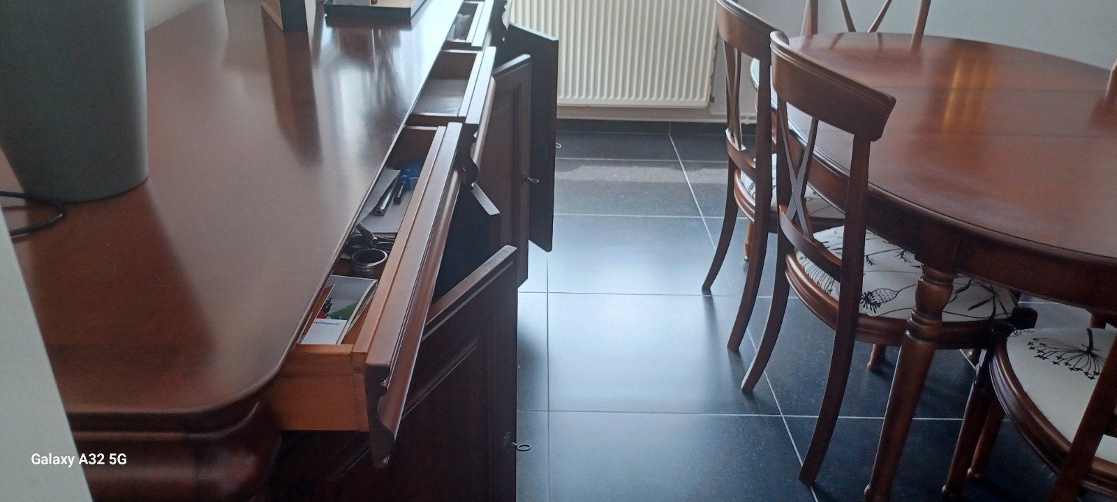 Dressoir + vitrinekast, Huis en Inrichting, Complete eetkamers, Ophalen, Gebruikt, Kerselaar, klassiek, Minder dan 4 stoelen