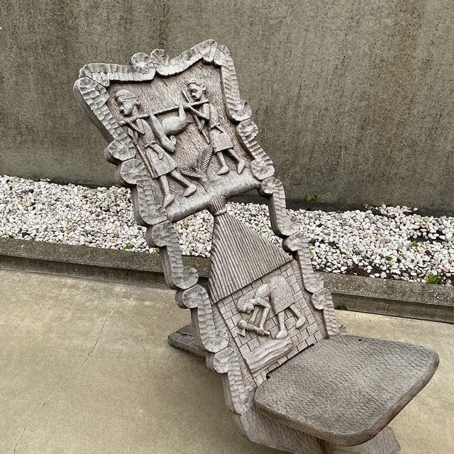 Afrikaanse houten bevallingsstoel, Ophalen, Hout, Houtsnijwerk
