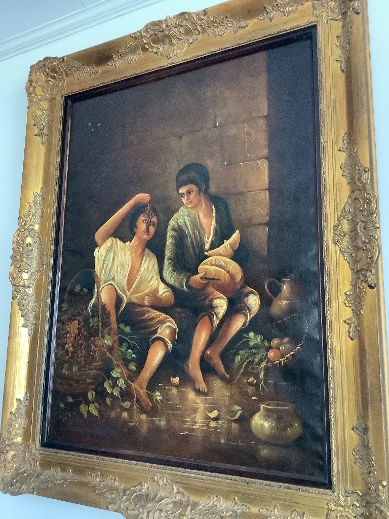 Naert (1908) -Prachtig groot schilderij met zéér mooie kader, Antiek en Kunst, Kunst | Schilderijen | Klassiek, Ophalen of Verzenden