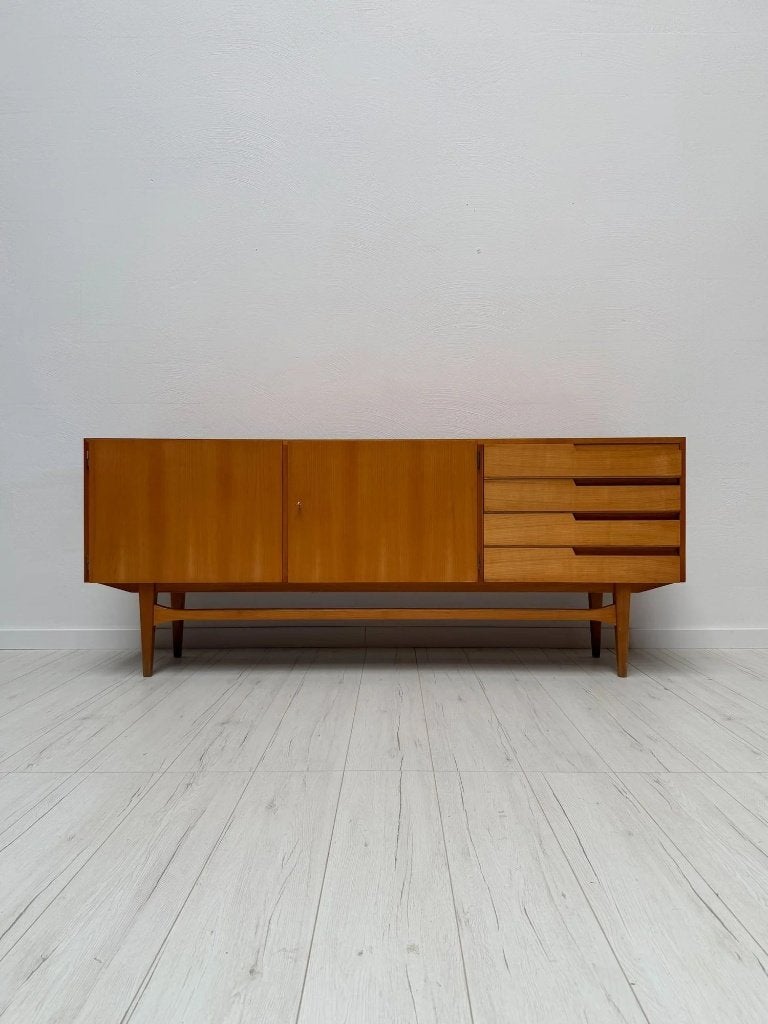 Vintage mid-century dressoir Duits design jaren 60 – 199 cm, Gebruikt, Met lade(s), 150 tot 200 cm, Vintage Mid-Century Design