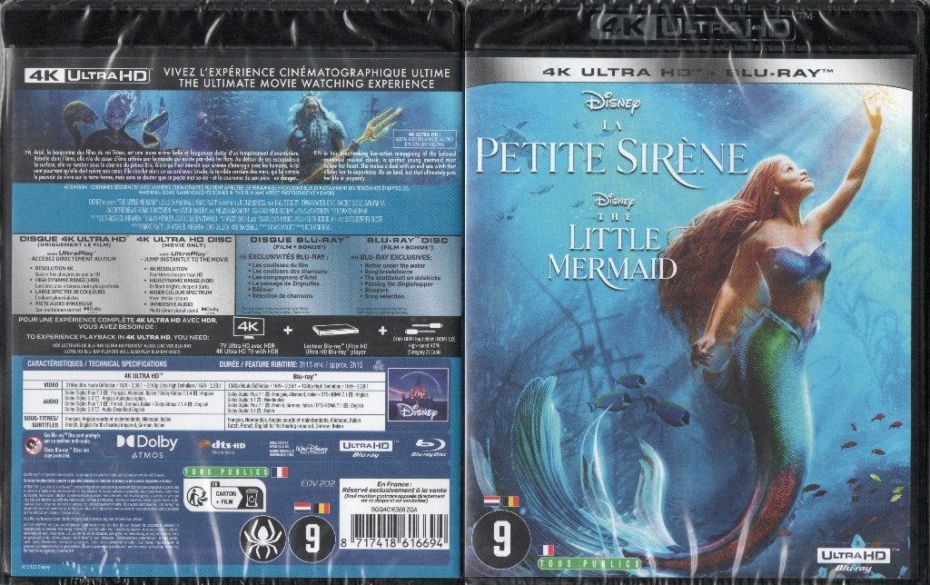 la petite sirene (4k ultra-hd + blu-ray) neuf, CD & DVD, Anglais, Français, Enlèvement ou Envoi, Film