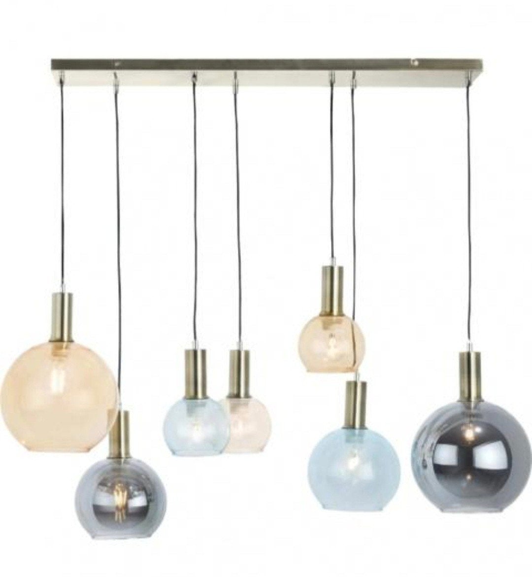 Coco Maison Gaby hanglamp met 7 gekleurde glazen bollen, Ophalen, Gebruikt, E27 (groot)