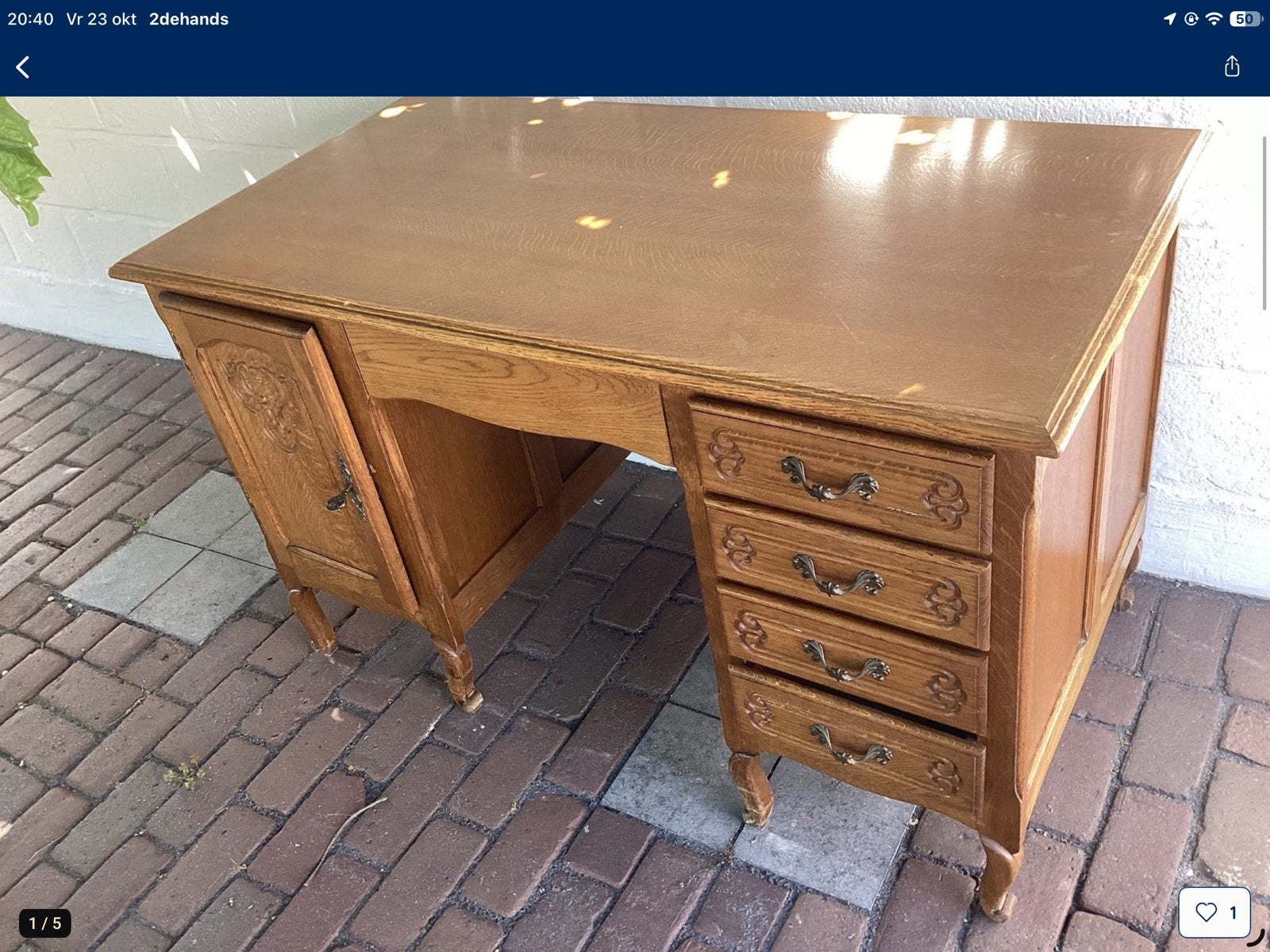Bureau masseif eiken lodewijk XV - stijl, Antiek en Kunst, Ophalen