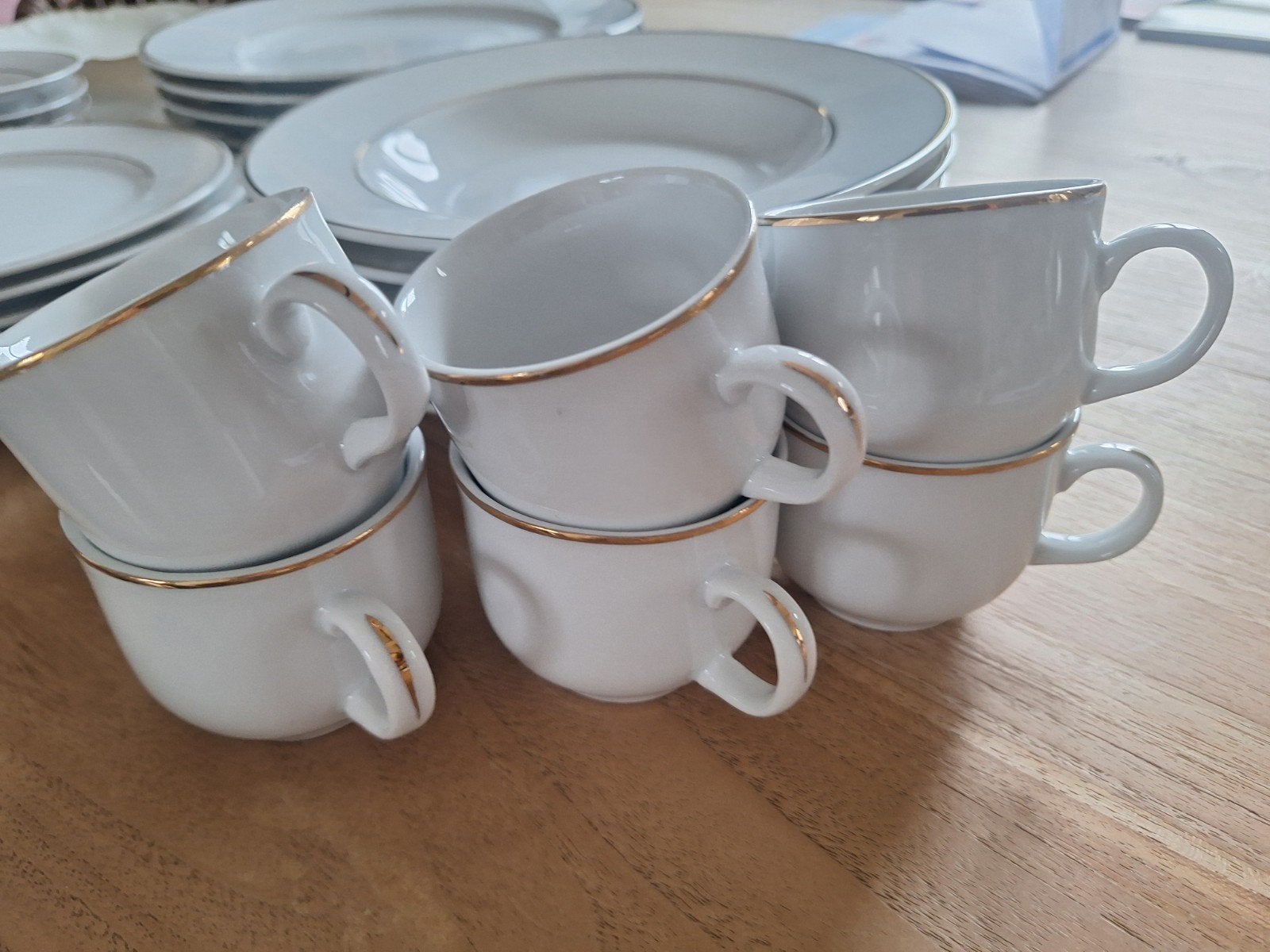 Vintage Pools porselein servies 6p, Ophalen, Porselein, Vintage, Bord(en)