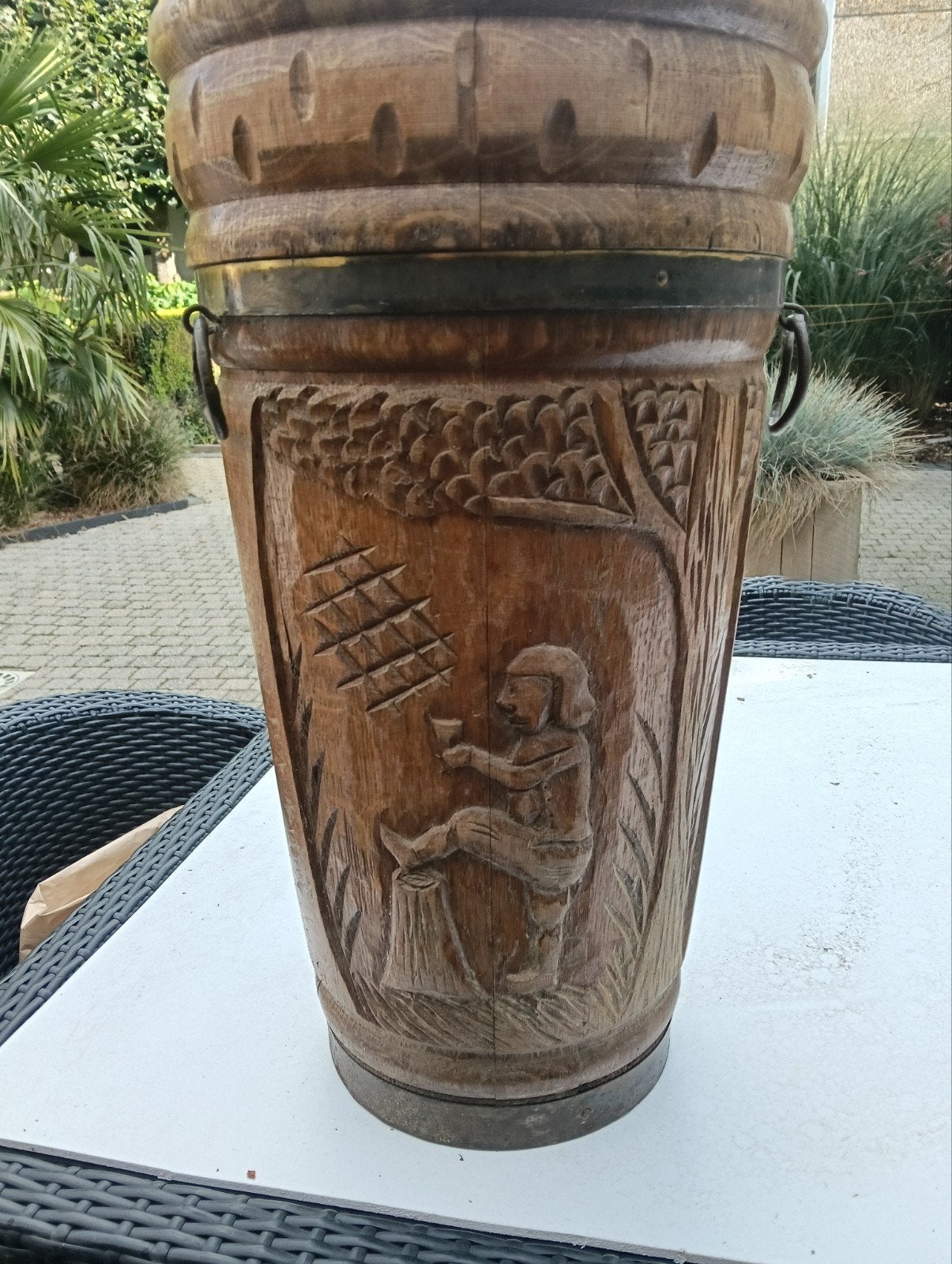 antieke houten bloempot, Huis en Inrichting, Ophalen of Verzenden
