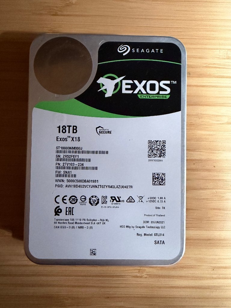 18TB Seagate EXOS Enterprise HDD, Ophalen, Intern, Gebruikt, 18 TB