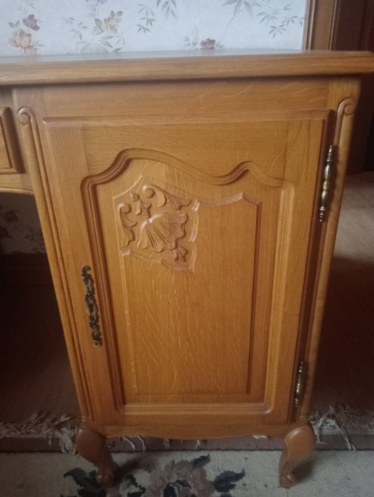 Massief eiken bureau Lodewijk XV-stijl jaren '30-50, Antiek en Kunst, Ophalen