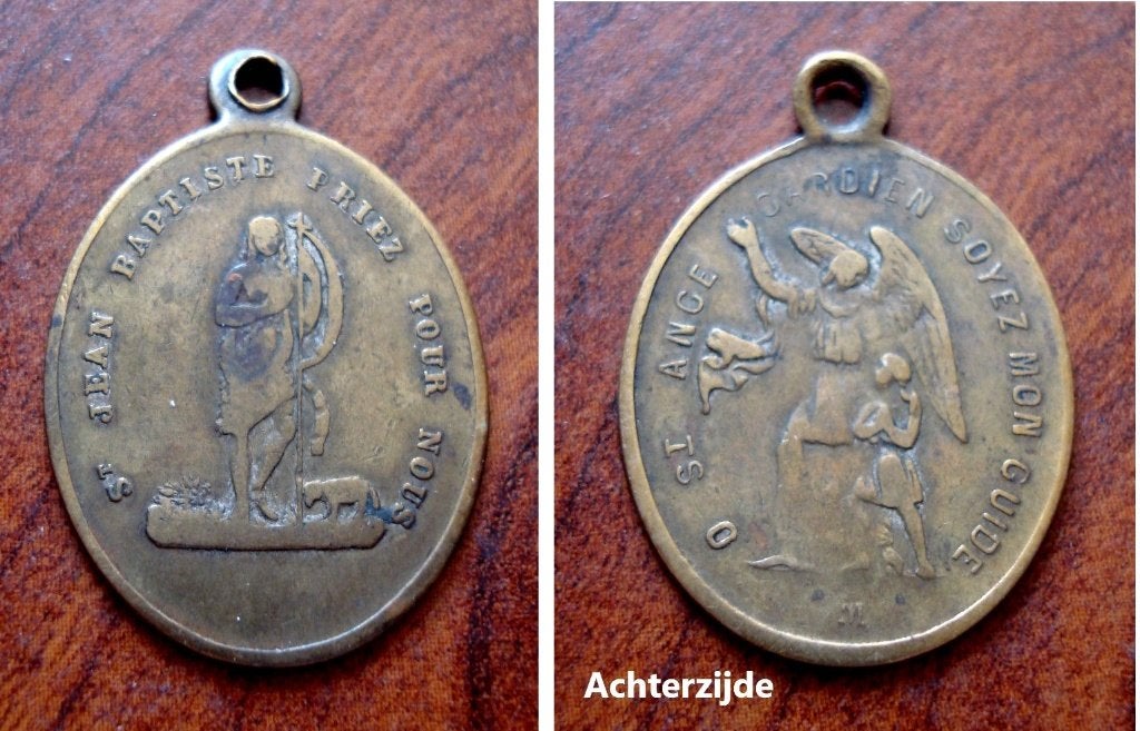 Medaille St. Jean Baptist en St. Ange, Verzamelen, Religie, Verzenden, Gebruikt, Overige typen, Christendom | Katholiek