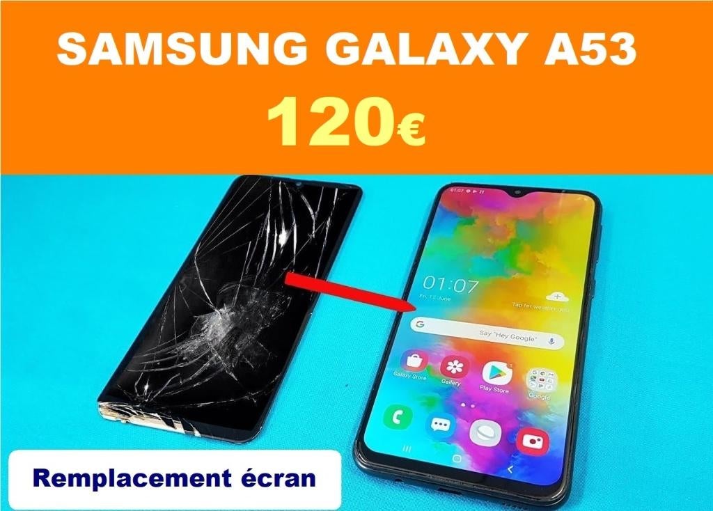 Réparation écran Samsung Galaxy A53 à 120€ Garantie 6 mois, Télécoms, Enlèvement, Samsung