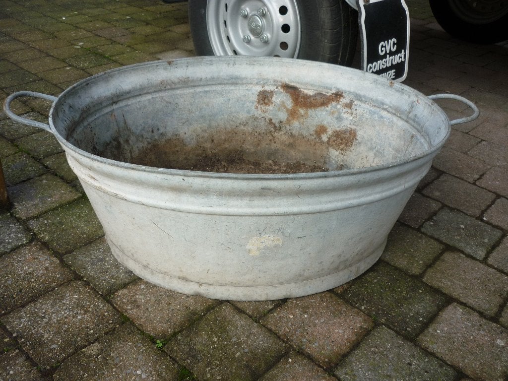 zinken kuip + emmer met deksel, Tuin en Terras, Ophalen, Gebruikt, Balkon, Metaal