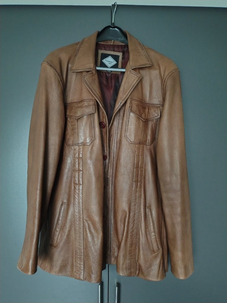 Lederen jas bruin Ventiuno, Kleding | Heren, Ophalen, Maat 52/54 (L), Bruin, Gedragen
