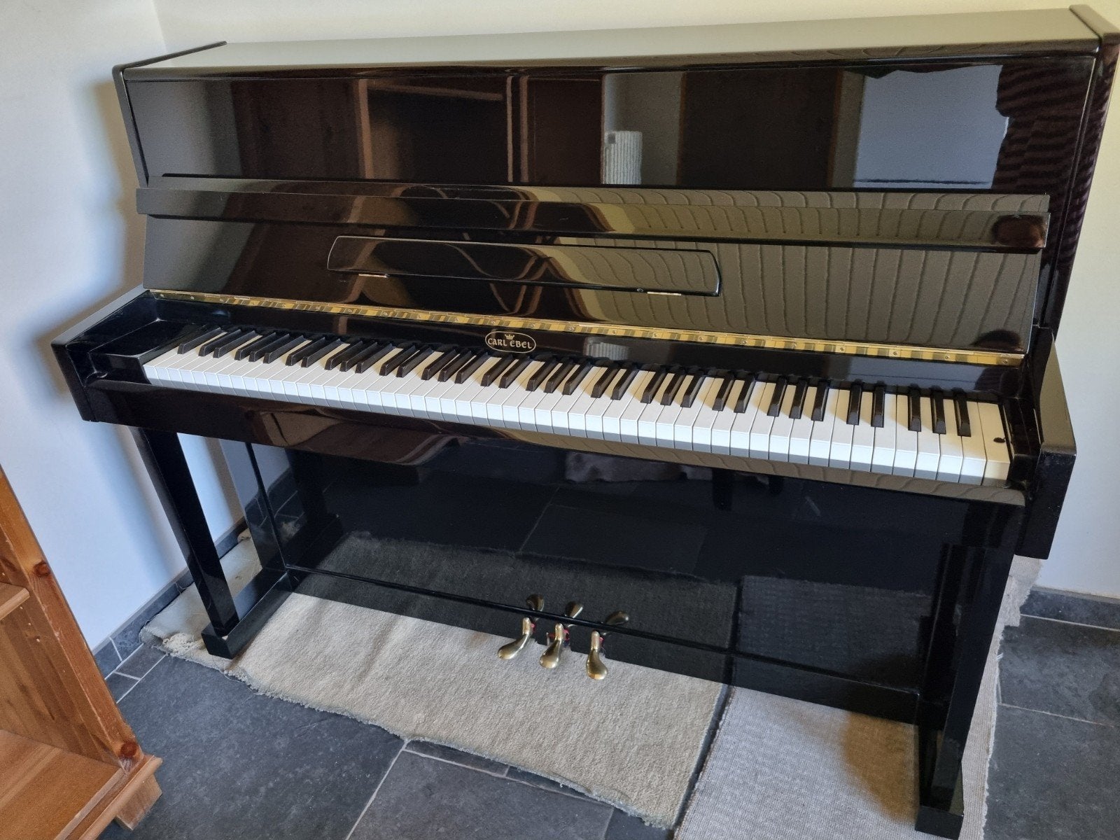 Zwarte Carl Ebel piano hoogglans 111cm, Muziek en Instrumenten, Piano's, Ophalen, Zwart, Piano, Hoogglans