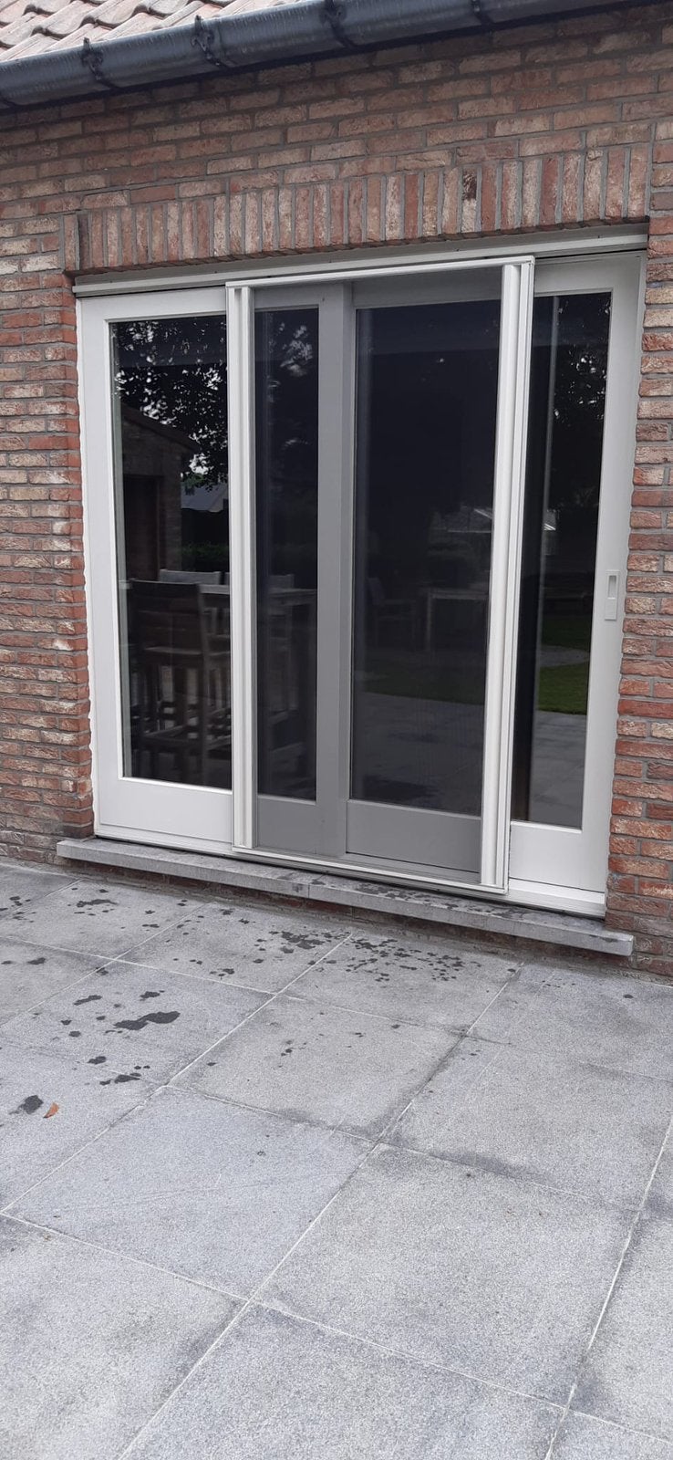 Vliegendeur vrij zicht naar buiten, zonder dwarsprofiel, Doe-het-zelf en Bouw, Ophalen, Zo goed als nieuw, Metaal, Hordeur