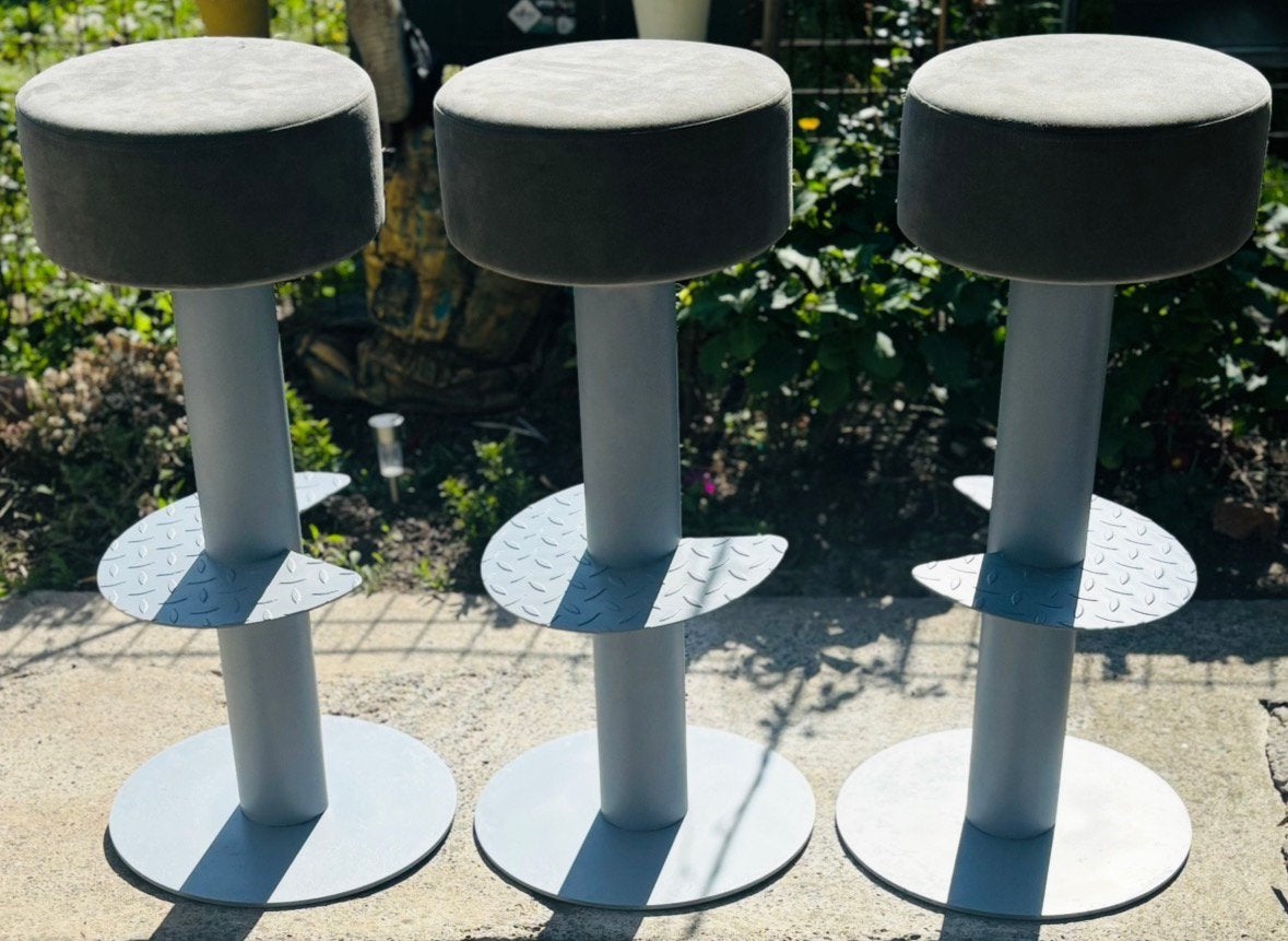 Ensemble de 3 tabourets de bar au design vintage - KFF, Enlèvement, Utilisé, Métal, 60 à 90 cm