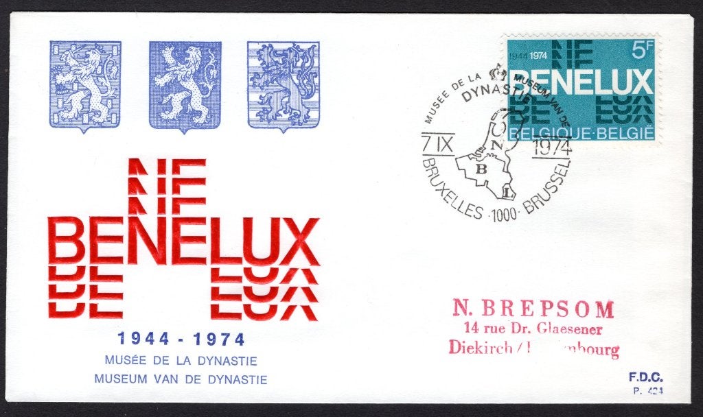 1723 FDC 1974 - 30e Verjaardag  BENELUX, Verzenden, Gestempeld, 1e dag stempel, Gestempeld