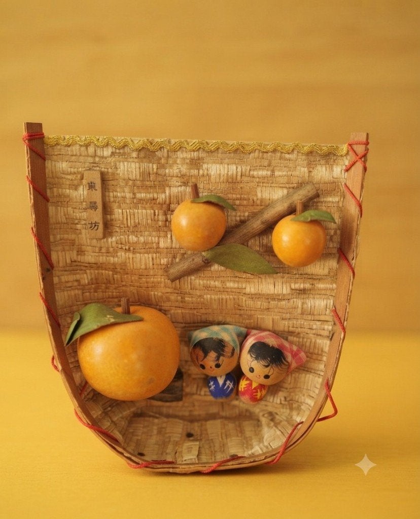 Arrangement kokeshi vintage, Fait main, Japon, Bois, 14 cm