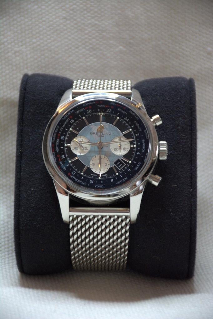 Breitling Transocean Unitime in topstaat!, Bijoux, Sacs & Beauté, Montres | Hommes, Enlèvement ou Envoi, Breitling