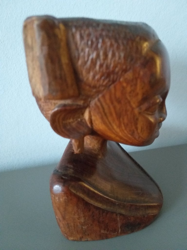 Afrikaanse kunst, Antiek en Kunst, Minder dan 20 cm, Verzenden, Buste, Handgemaakt