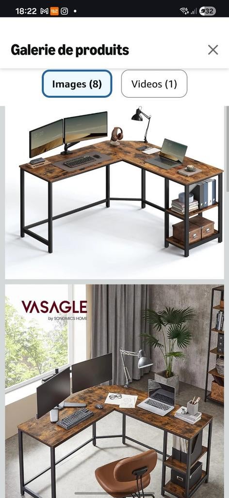Bureau d'angle, Ophalen