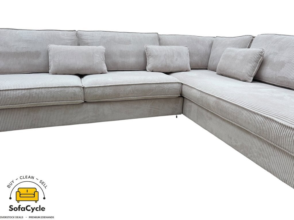 Hoekzetel beige ribstof, afneembare hoezen, rechts – nieuw, Gebruikt, Zonnestraat 223-229, 9600 Ronse, België, Info@sofacycle.be