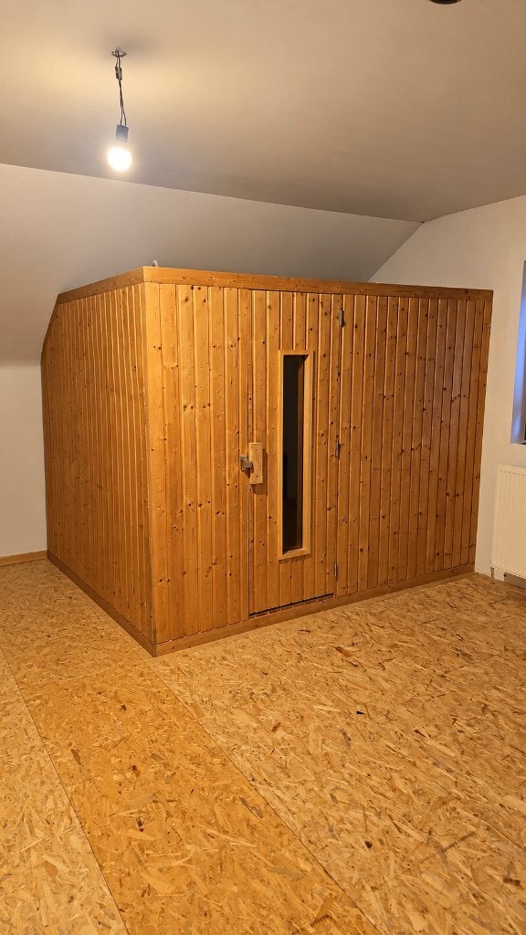 Complete elektrische sauna  3,2 x 2 m – perfect werkend, Sports & Fitness, Enlèvement, Utilisé, Finlandais ou Traditionnel, Sauna complet
