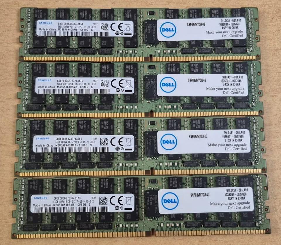 Samsung 4 X 64GB PC4/DDR4-2133 RDIMM ECC pour serveur !, Computers en Software, RAM geheugen, Ophalen, Server, DDR4, Zo goed als nieuw