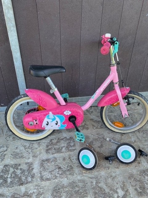 Kinderfiets btwin 14inch - Afneembare zijwieltjes, Fietsen en Brommers, Ophalen, Zijwieltjes, Gebruikt, Minder dan 16 inch
