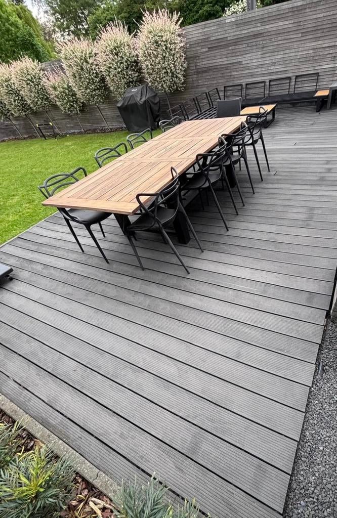 Terras in vlonderplanken / Composiet van ca. 32 m2, Ophalen, Gebruikt, Composiet