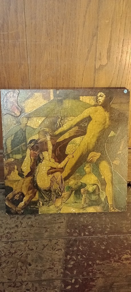Gesigneerd gebarsten decoratief schilderij, 30x30, n142, Antiek en Kunst, Kunst | Schilderijen | Klassiek, Ophalen of Verzenden