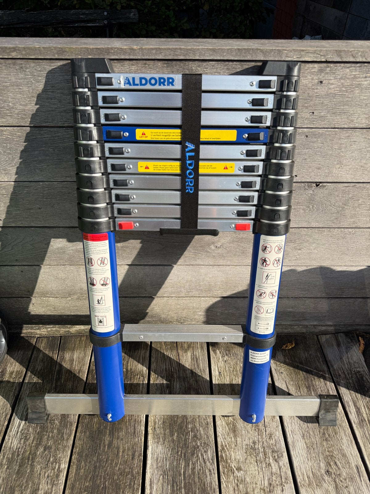 Aldorr telescopische ladder 3,20 m, Doe-het-zelf en Bouw, Ladders en Trappen, Ophalen, Zo goed als nieuw, Ladder