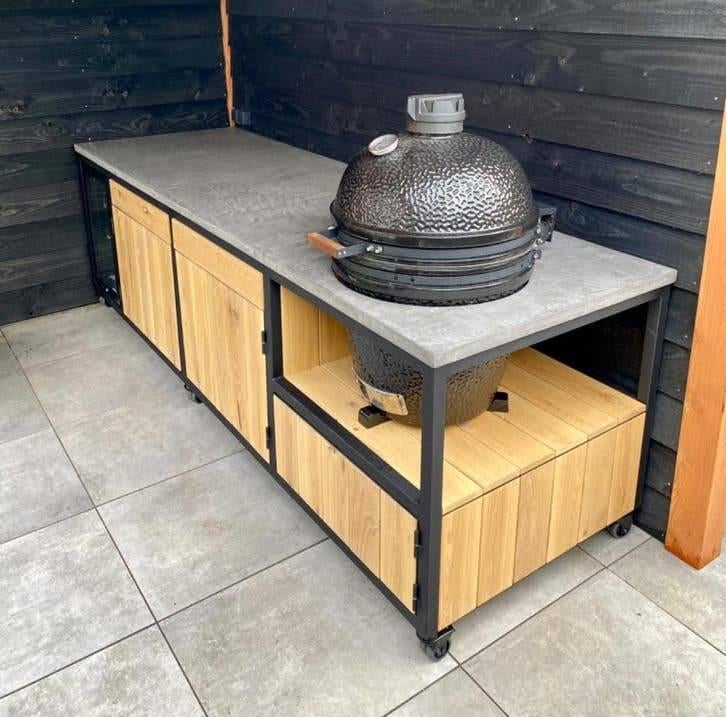 Design buitenkeukens | Eiken en staal | BBQ maatwerk, Tuin en Terras, Ophalen of Verzenden